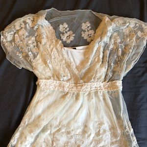 White lace shirt with attached cami